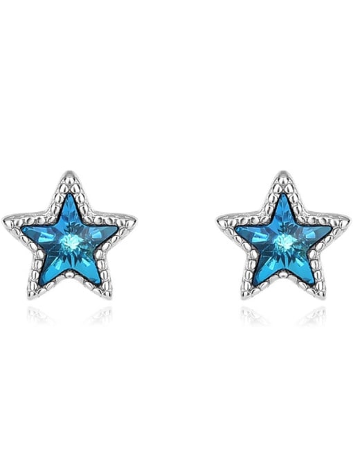 JYEH 008 (Gradient Blue) 925 Sterling Silver Austrian Crystal Pentagram Classic Stud Earring