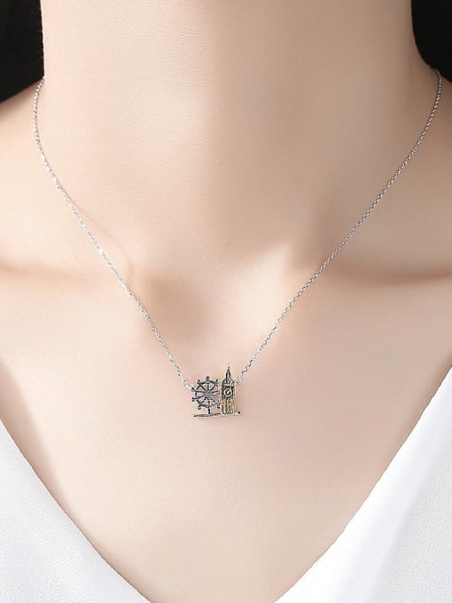 CCUI 925 sterling silver simple personalized building, necklace 1