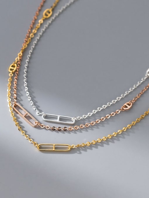 Rosh 925 Sterling Silver Geometric Minimalist Necklace 0