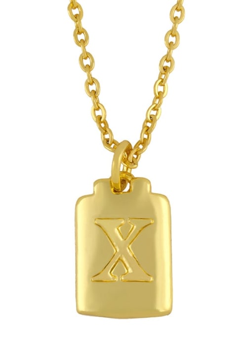 X Brass Geometric Letter Minimalist Necklace