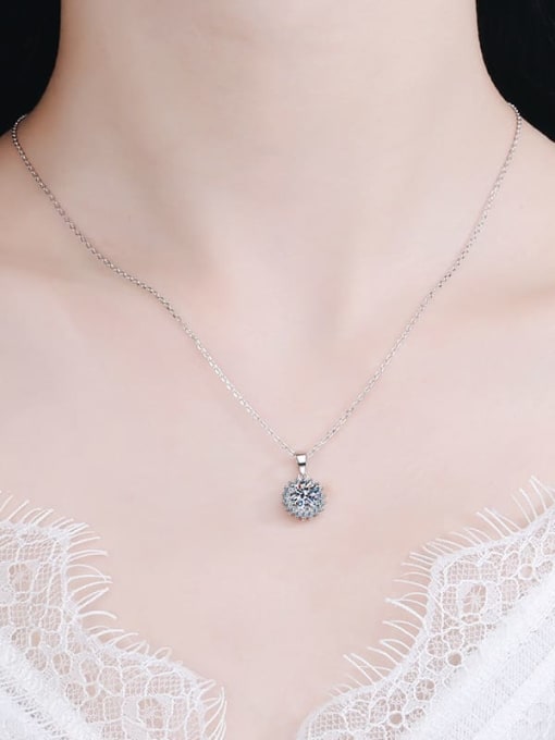 MOISS 925 Sterling Silver Moissanite Flower Dainty Necklace 1