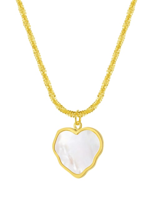 2065 gold Titanium Steel Shell Heart Minimalist Necklace