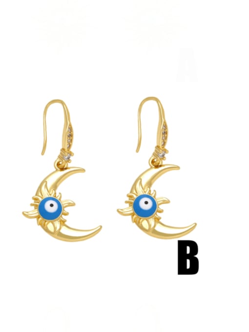B Brass Cubic Zirconia Evil Eye Minimalist Hook Earring