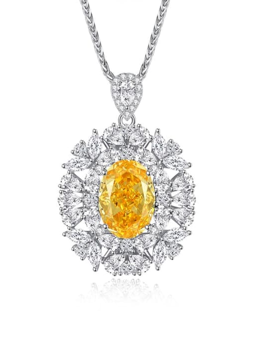 FDDZ 024 Goose Yellow 925 Sterling Silver High Carbon Diamond Geometric Luxury Necklace