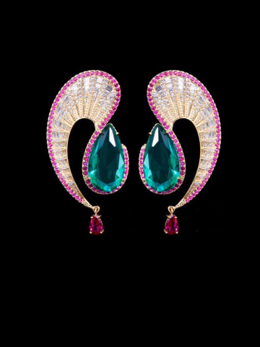 L.WIN Brass Cubic Zirconia Irregular Luxury Stud Earring 2