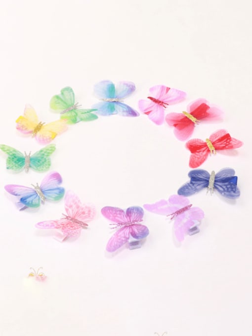 YOKI KIDS Alloy Fabric Cute Butterfly  Multi Color Hair Barrette 4