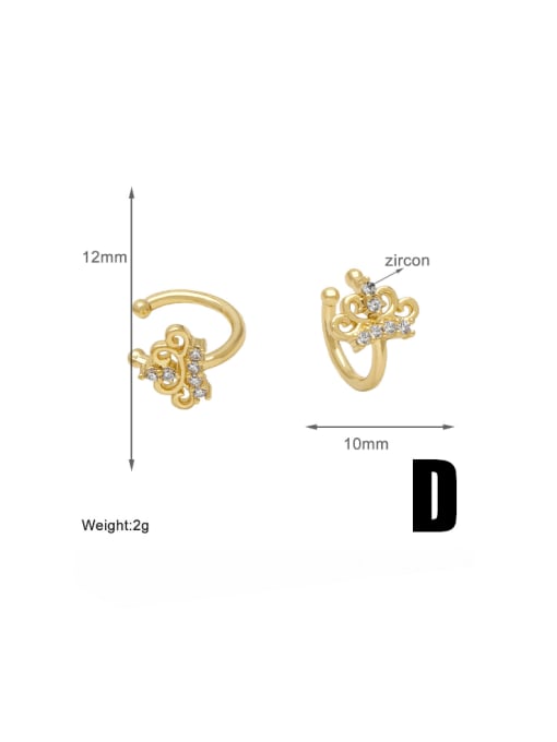 D Brass Cubic Zirconia Geometric Minimalist Hook Earring