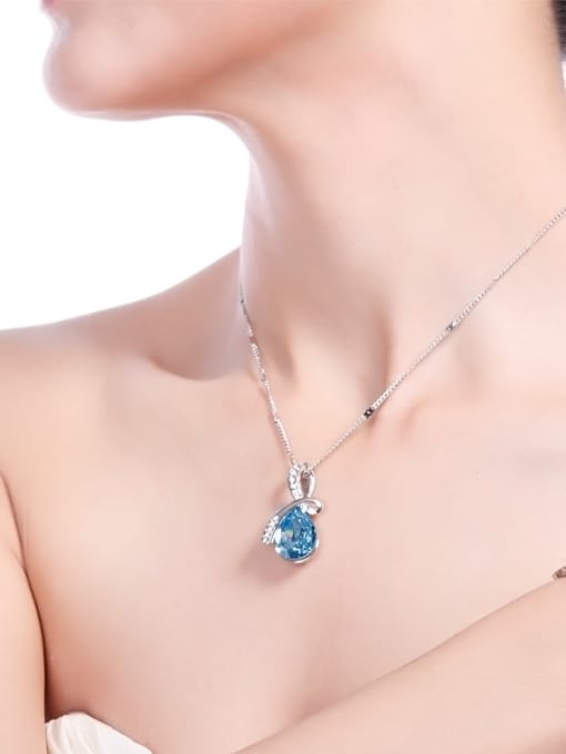 BLING SU Copper Crystal Water Drop Minimalist Necklace 1
