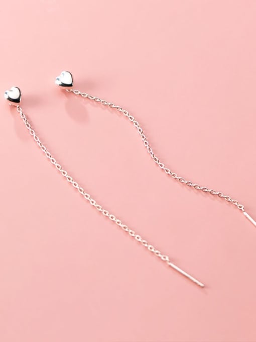 Rosh 925 Sterling Silver Heart Minimalist Threader Earring 2