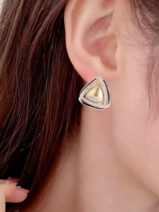 Luxu Brass Imitation Pearl Triangle Statement Stud Earring 1