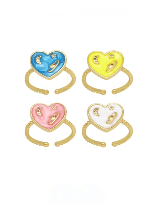 CC Brass Enamel Heart Minimalist Band Ring
