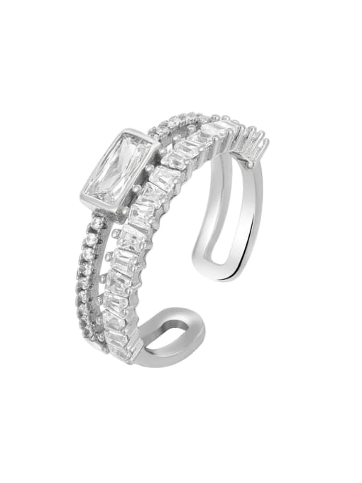 Platinum 925 Sterling Silver Cubic Zirconia Geometric Minimalist Stackable Ring