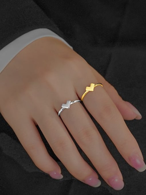 BeiFei Minimalism Silver 925 Sterling Silver Heart Minimalist Band Ring 1