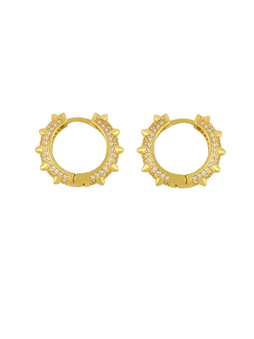 gold Brass Cubic Zirconia Geometric Vintage Hoop Earring