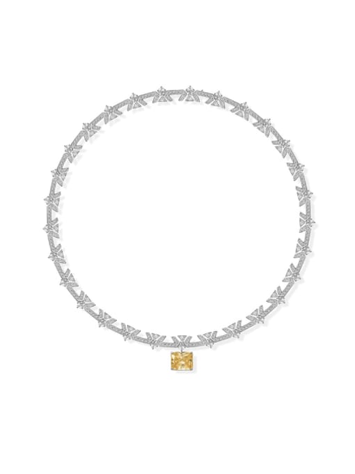 platinum Brass Cubic Zirconia Geometric Luxury Necklace