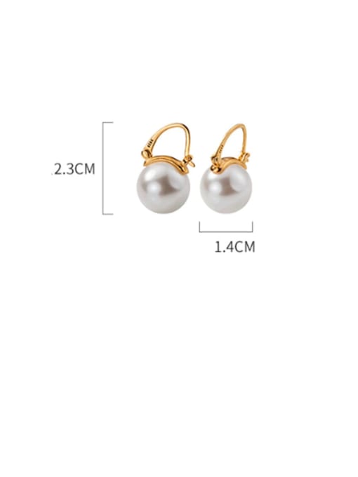 Rosh 925 Sterling Silver Imitation Pearl Round Ball Minimalist Stud Earring 3