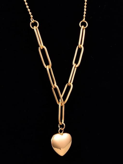 A TEEM Titanium Smooth Heart Minimalist Pendant Necklace 0
