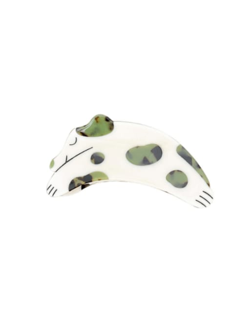 Green tortoise spotted dog Cellulose Acetate Minimalist Dog Alloy Multi Color Jaw Hair Claw