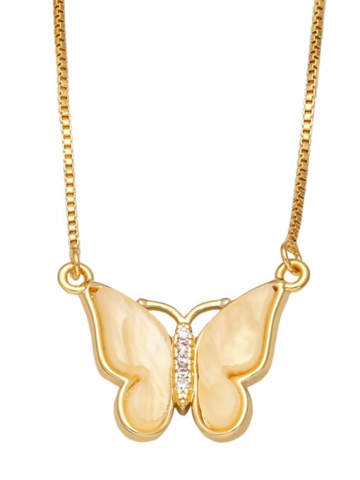 champagne Brass Shell Butterfly Minimalist Necklace
