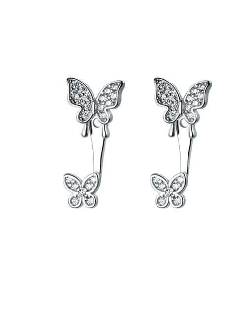 Rosh 925 Sterling Silver Cubic Zirconia Butterfly Minimalist Stud Earring 3