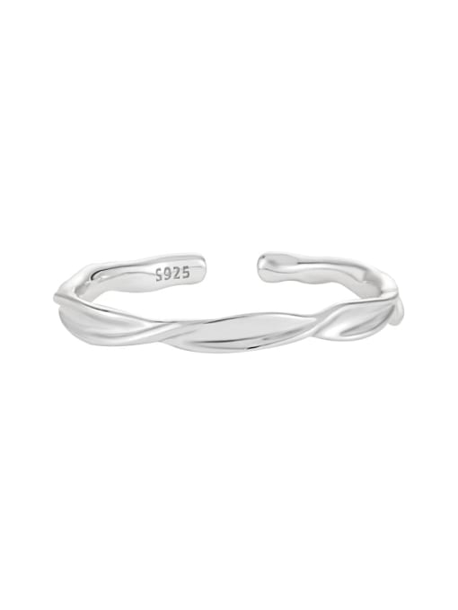 WJ069 3 Platinum 925 Sterling Silver Irregular Minimalist Band Ring