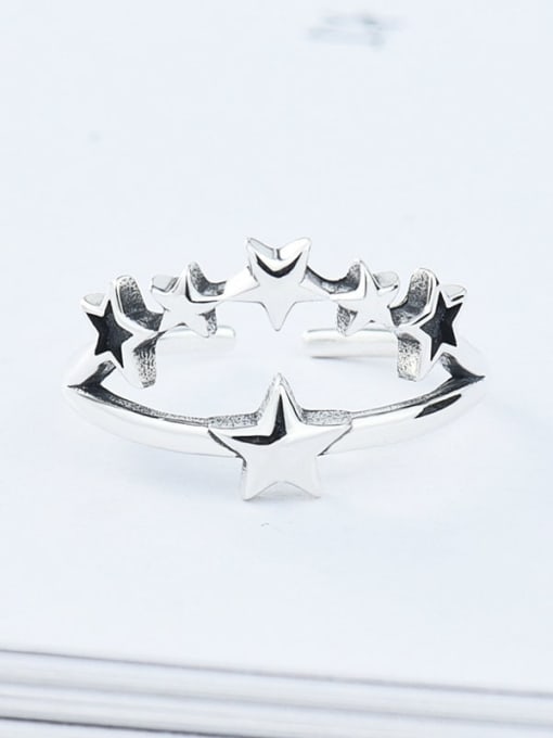 Star retro ring 925 Sterling Silver Smooth Star Vintage Band Ring