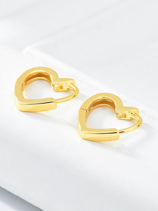 18K gold 925 Sterling Silver Heart Minimalist Huggie Earring