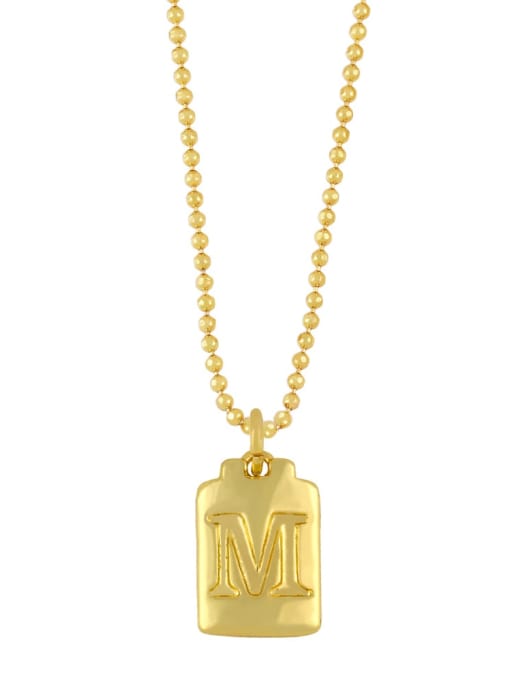 M Brass Geometry Letter Vintage Necklace