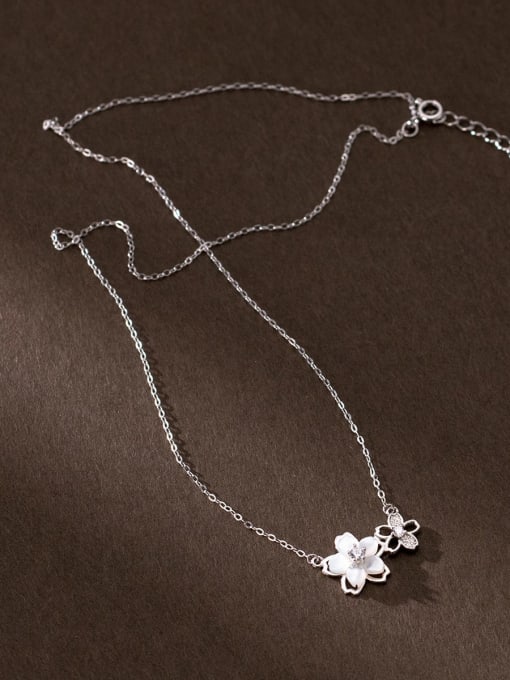 Rosh 925 Sterling Silver Shell Flower Minimalist Necklace 2