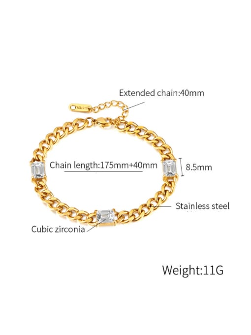 Open Sky Stainless steel Cubic Zirconia Hip Hop Geometric Bracelet and Necklace Set 3
