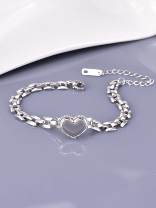 steel Titanium Steel Heart Hip Hop Link Bracelet