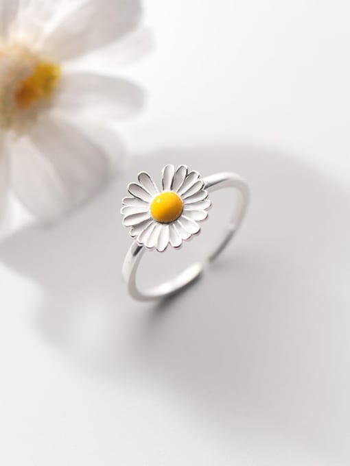 Rosh 925 Sterling Silver Flower Minimalist Band Ring 1