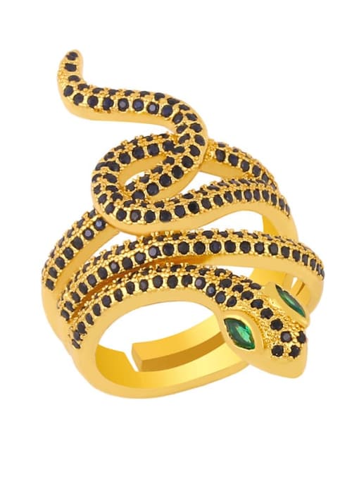 black Brass Cubic Zirconia Snake Vintage Band Ring