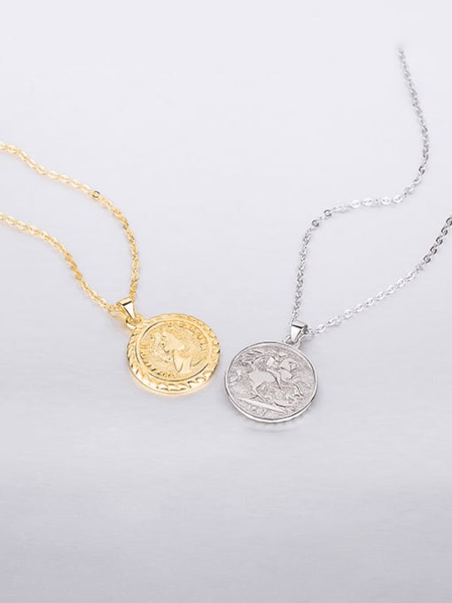 HAHN 925 Sterling Silver Rhinestone Coin Minimalist Necklace 0