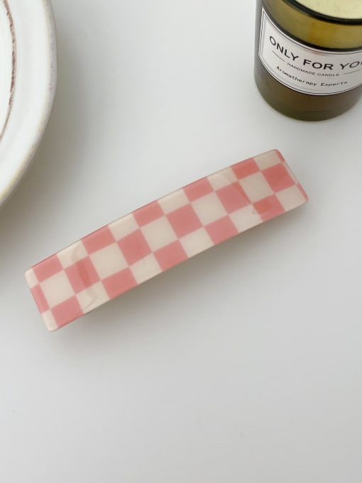 Pink white grid 10.5cm Alloy PVC Trend Geometric  Hair Barrette