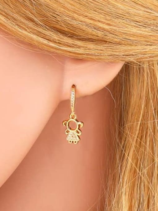 CC Brass Cubic Zirconia Icon Vintage Huggie Earring 1