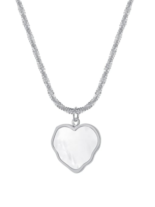 2065 steel Titanium Steel Shell Heart Minimalist Necklace
