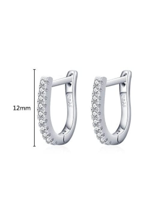 MODN 925 Sterling Silver Cubic Zirconia Geometric Minimalist U Shaped Huggie Earring 2