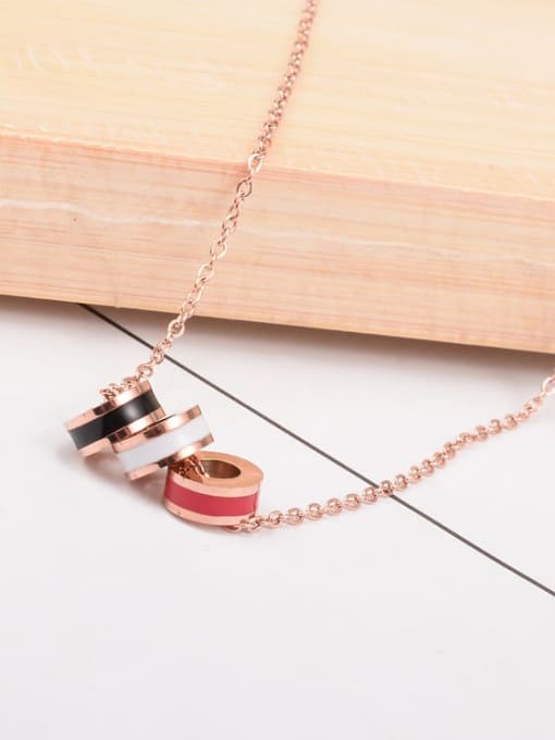 A TEEM Titanium Enamel  Round Minimalist pendant Necklace