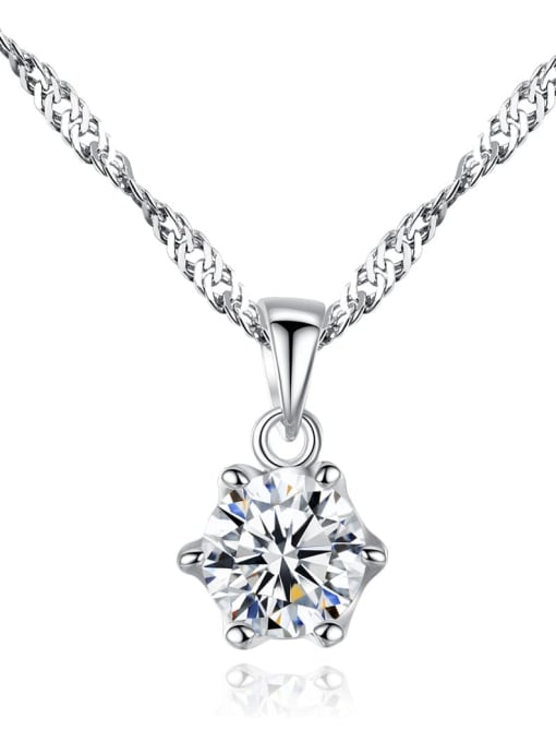 S925 15I04 925 Sterling Silver Cubic Zirconia Pendant Necklace