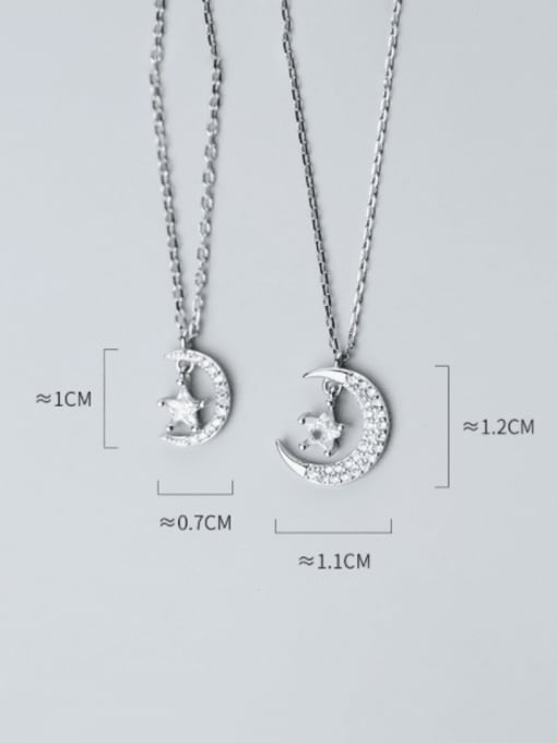 Rosh 925 Sterling Silver Cubic Zirconia Star Minimalist Moon Pendant Necklace 2
