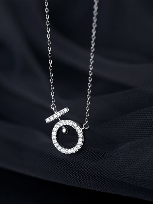 sliver 925 Sterling Silver Cubic Zirconia Geometric Minimalist Necklace
