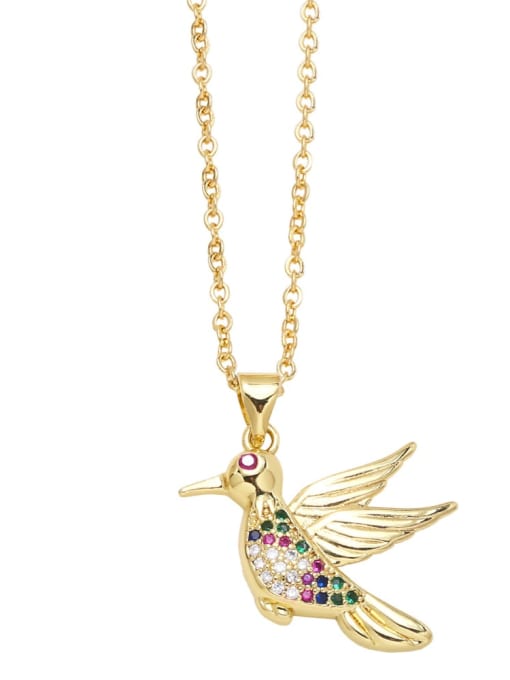 D Brass Cubic Zirconia Bird Vintage Necklace