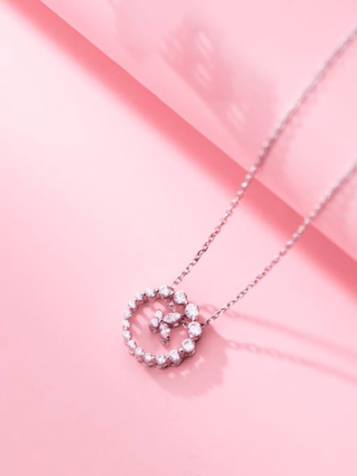Silver 925 Sterling Silver Cubic Zirconia Round Minimalist Necklace