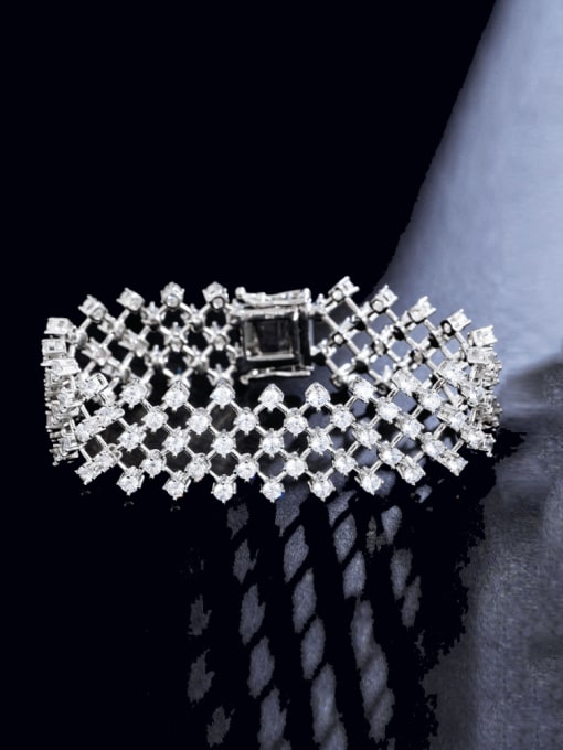 7 inches Brass Cubic Zirconia Geometric Luxury Bracelet