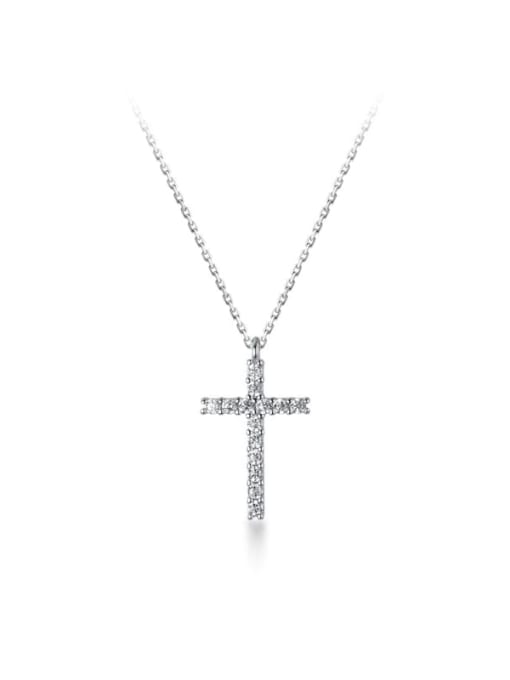 Rosh 925 Sterling Silver Cubic Zirconia Cross Minimalist Regligious Necklace 3