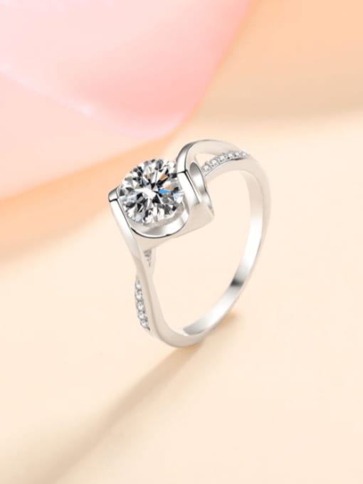 0.5 CT Moissanite 925 Sterling Silver Moissanite Heart Classic Band Ring