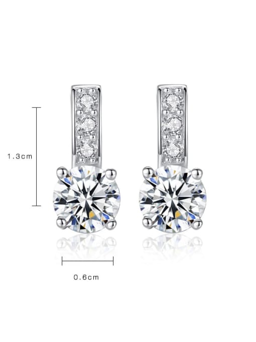 CCUI 925 Sterling Silver Cubic Zirconia  Geometric Classic Stud Earring 2