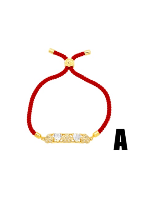 A Brass Cubic Zirconia Weave Hip Hop Adjustable Bracelet