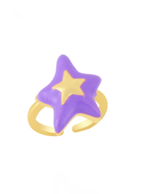 CC Brass Enamel Five-pointed starTrend Band Ring 3